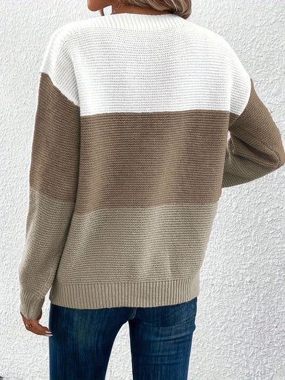 Pullover mit U-Boot-Ausschnitt und Farbblockdesign