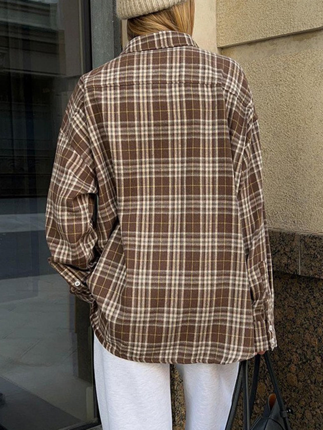 Karierte Hemdjacke mit Knopfleiste und Taschen