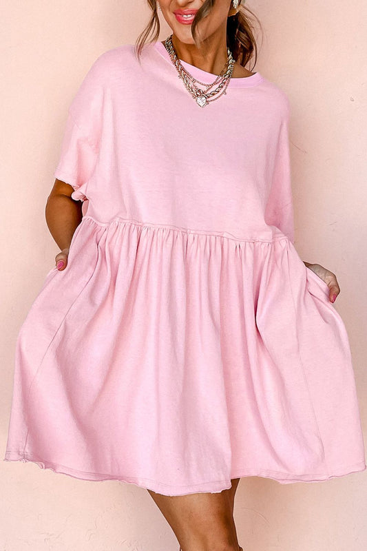 Minikleid mit Rundhalsausschnitt und halblangen Ärmeln