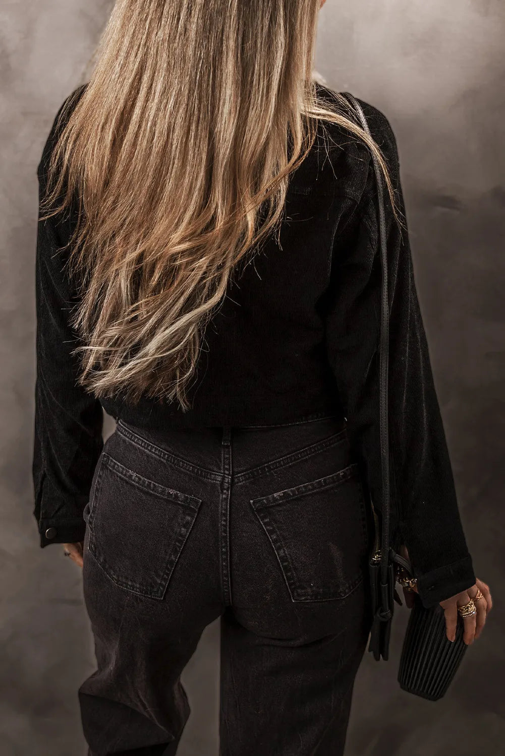 Flauschige Button-Down-Jacke mit Kragen