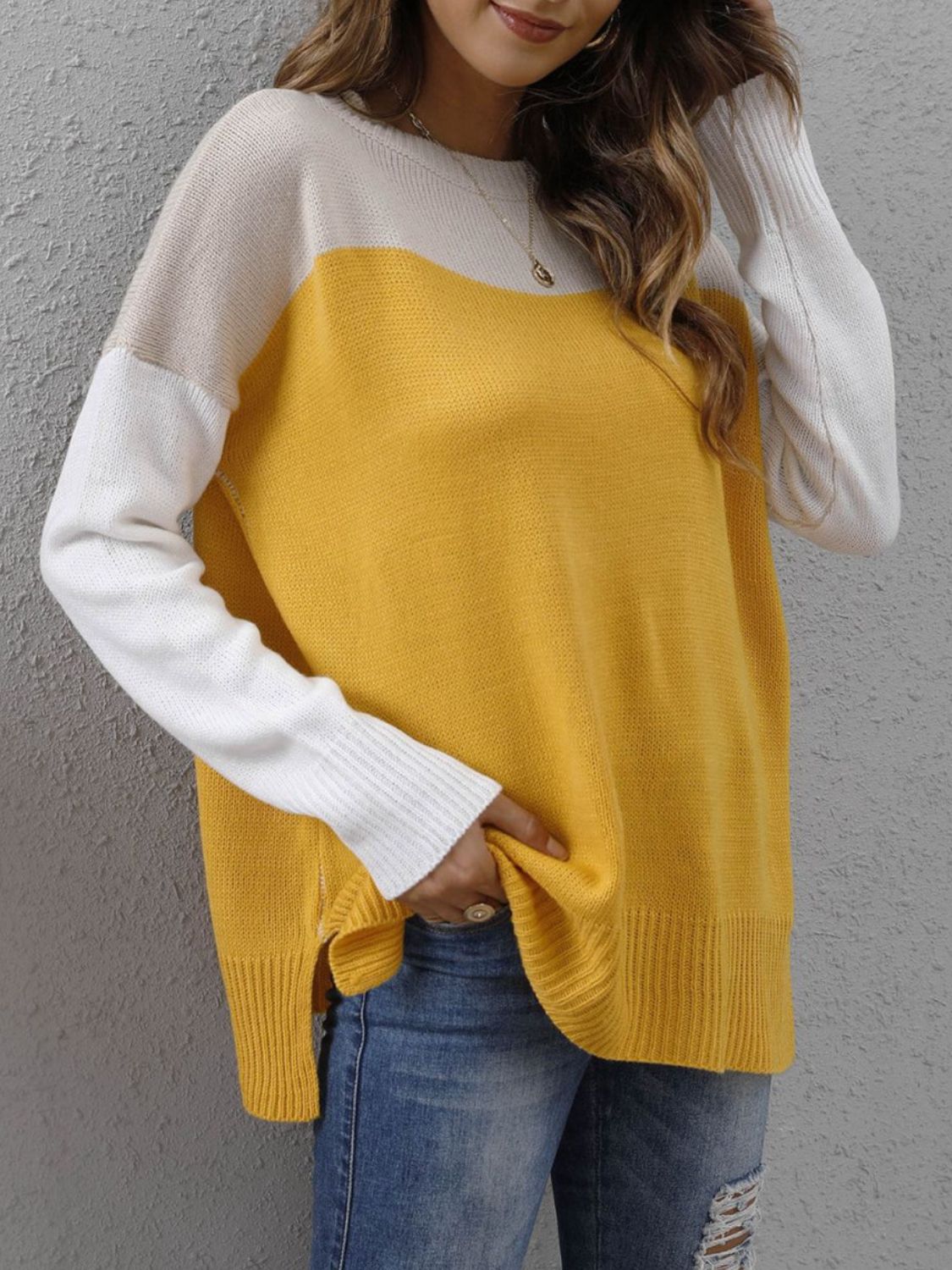Pullover mit Rundhalsausschnitt und Farbblockdesign