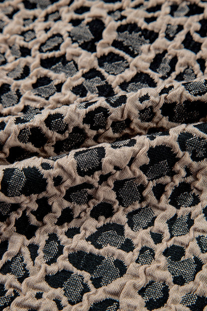 Bluse mit Rundhalsausschnitt, Flügelärmeln und Leopardenmuster