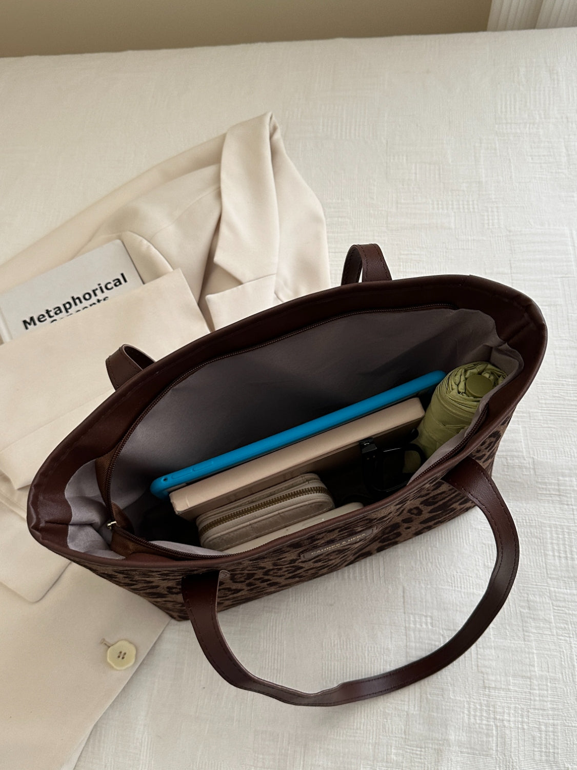 Tragetasche aus Polyester mit Leopardenmuster