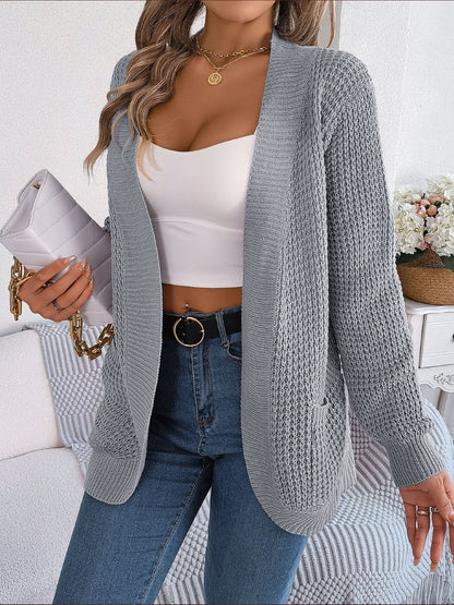 Strickjacke mit offenen Ärmeln und Taschen