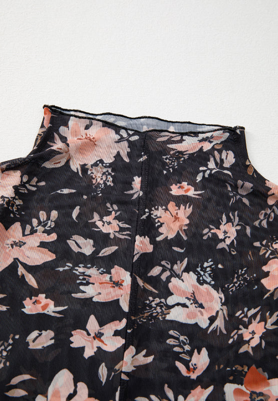Langärmlige Bluse mit Rollkragen und Blumenmuster