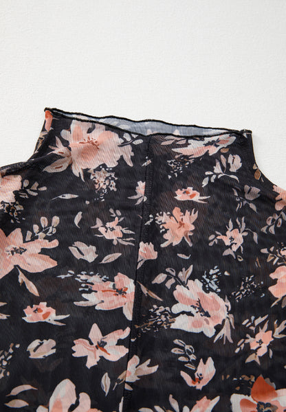 Langärmlige Bluse mit Rollkragen und Blumenmuster