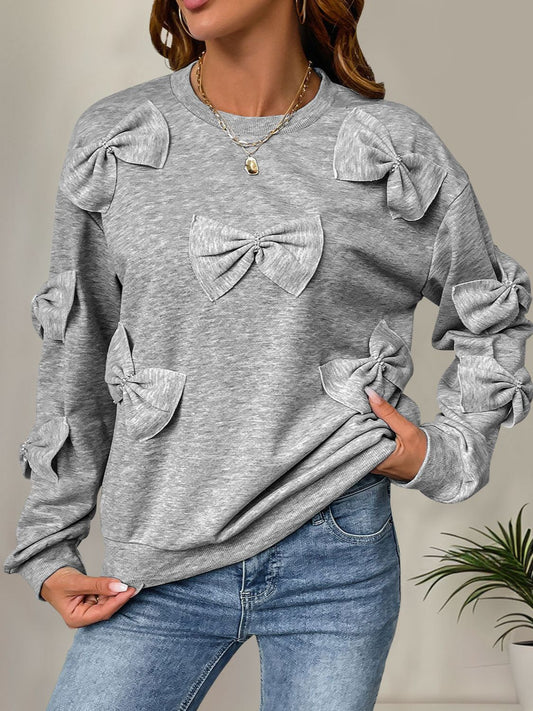 Perfee – Langärmliges Sweatshirt mit Rundhalsausschnitt und Schleife