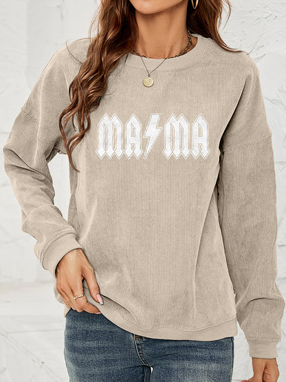 MAMA – Sweatshirt mit überschnittener Schulter und Grafik