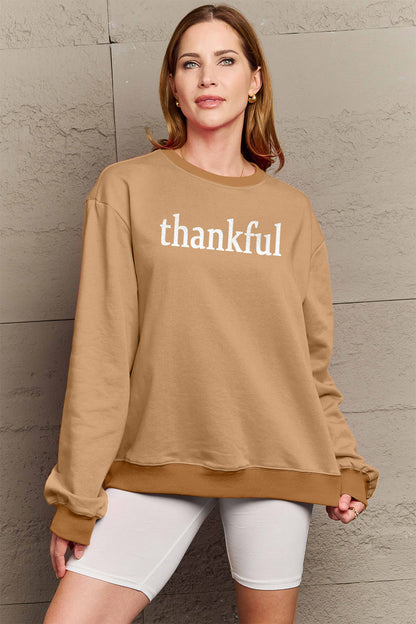Simply Love – Sweatshirt mit THANKFUL-Grafik in voller Größe