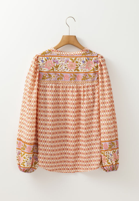 Bedrucktes Button-Down-Langarmhemd