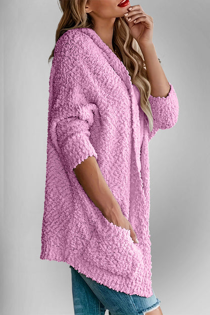 Double Take – Langärmlige Strickjacke mit Taschen und offener Vorderseite