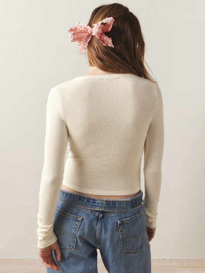 T-Shirt mit langen Ärmeln und Einkerbung