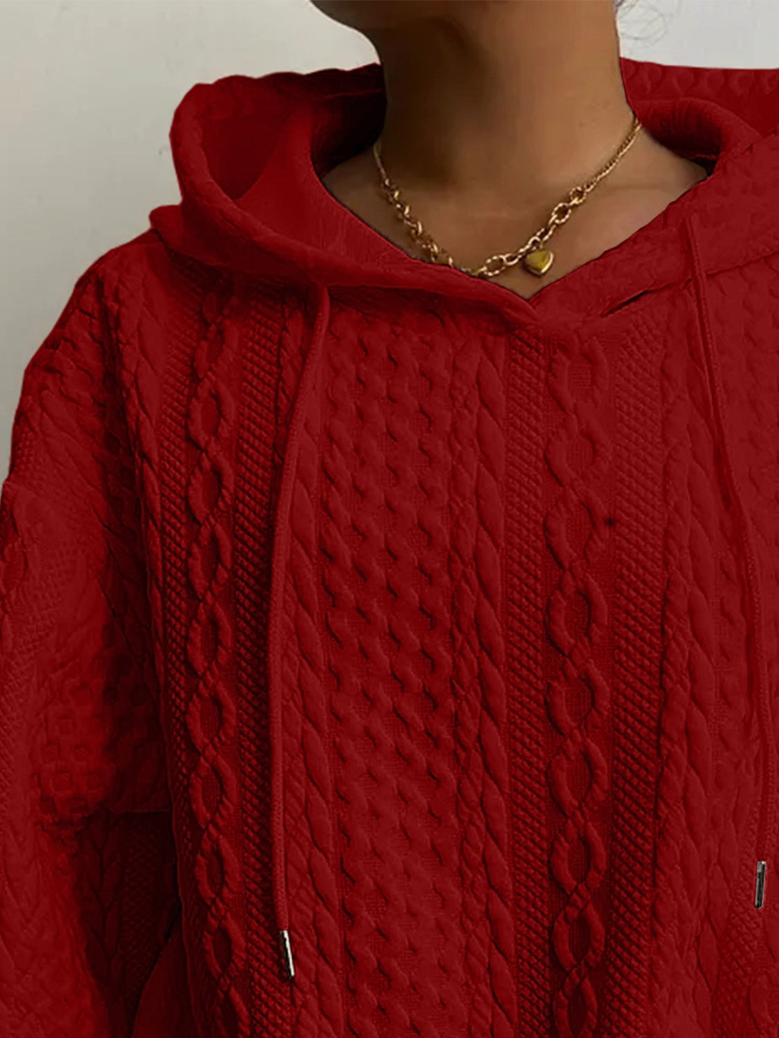 Kapuzenpullover mit überschnittener Schulter und Kordelzug