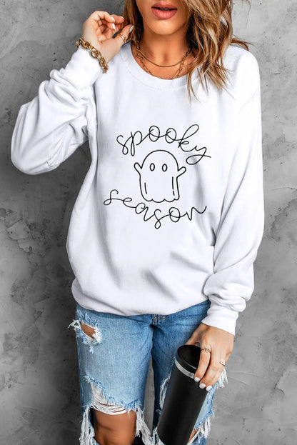 Sweatshirt mit Ghost-Grafik und langen Ärmeln und überschnittener Schulter