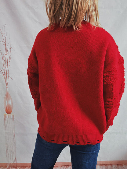 Langärmliger Pullover mit Rundhalsausschnitt und Perlendetail