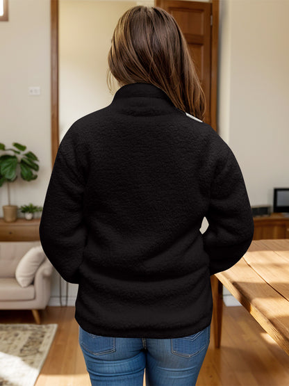 Sherpa-Jacke mit Rollkragen und Reißverschluss in voller Größe und langen Ärmeln