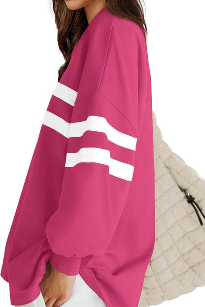 Lovelet – Gestreiftes Sweatshirt mit Rundhalsausschnitt und überschnittenen Schultern