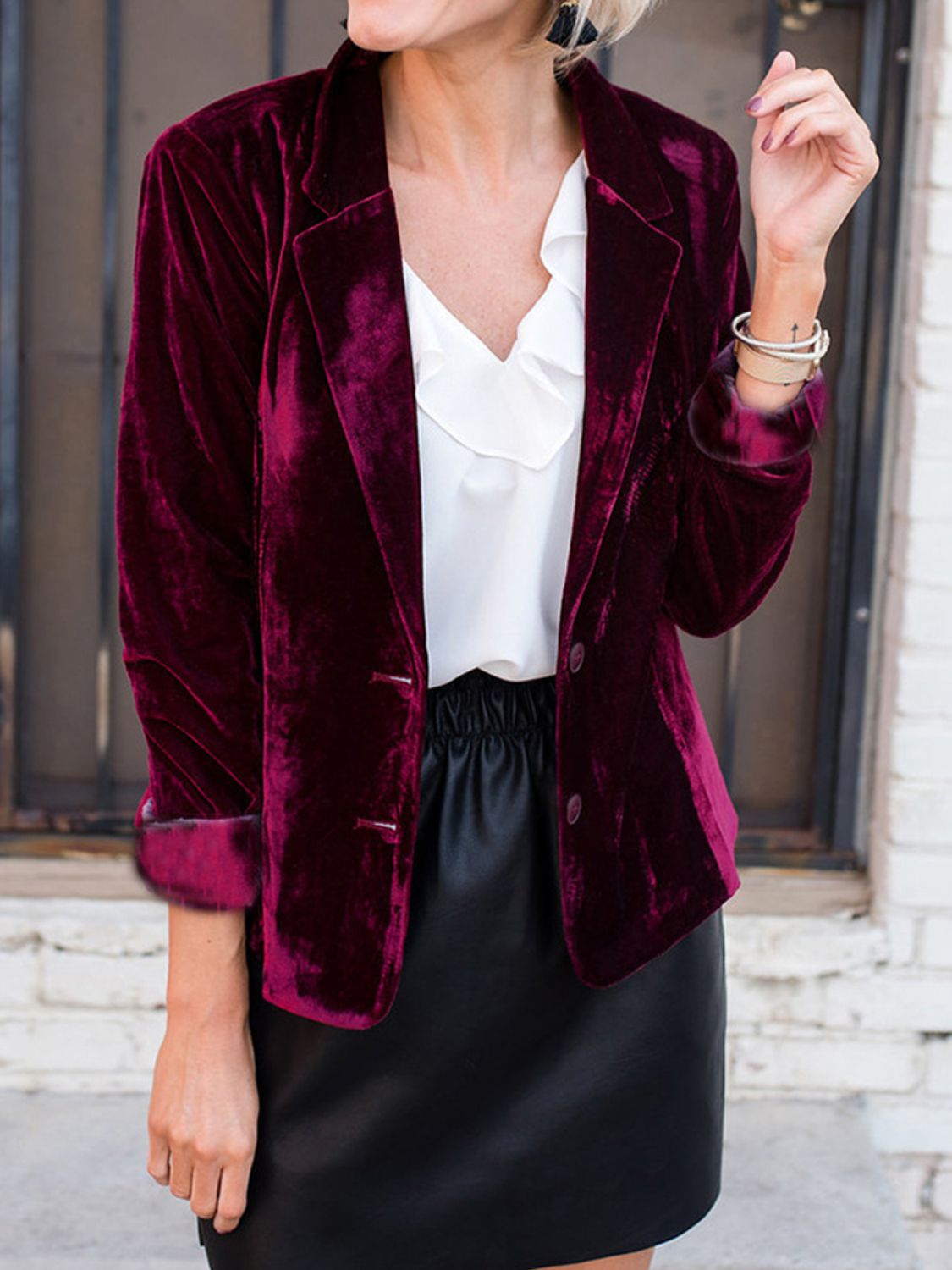Blazer mit Knopfleiste und Reverskragen