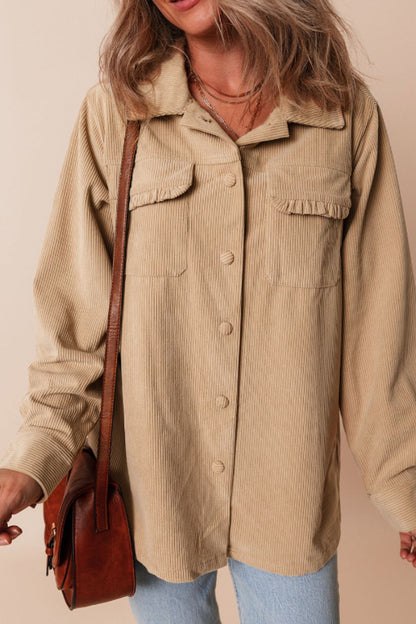 Langärmlige Hemdbluse mit Rüschen und Knöpfen