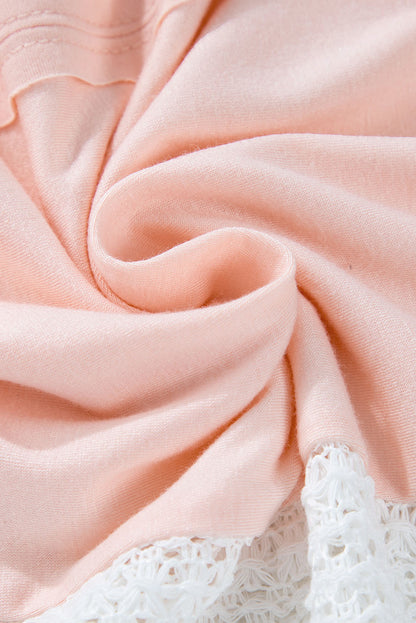 Bluse mit V-Ausschnitt und Dreiviertelärmeln und durchbrochenem Blumenmuster