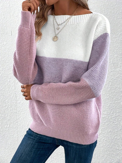 Pullover mit U-Boot-Ausschnitt und Farbblockdesign