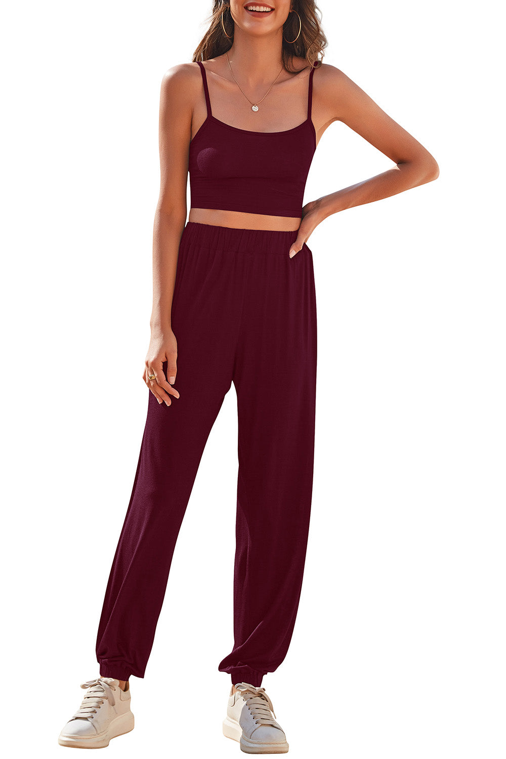 Set aus verkürztem Camisole und Jogginghose mit seitlichem Schlitz
