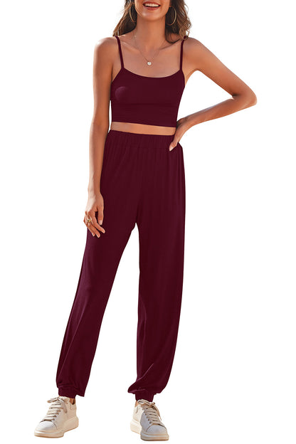Set aus verkürztem Camisole und Jogginghose mit seitlichem Schlitz