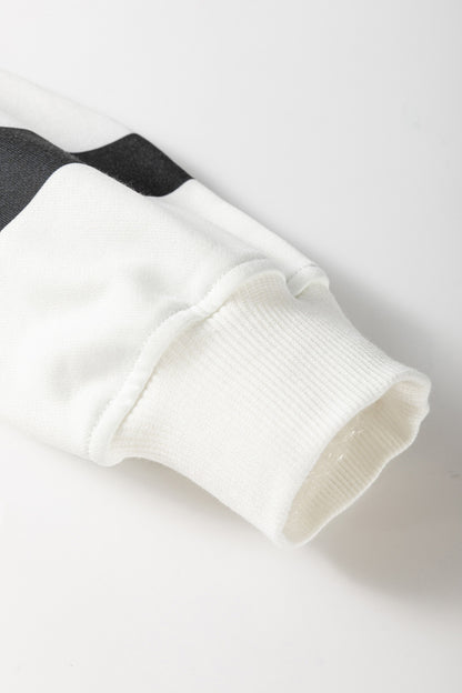 Gestreiftes Set mit langärmligem Oberteil und Hose mit Rundhalsausschnitt
