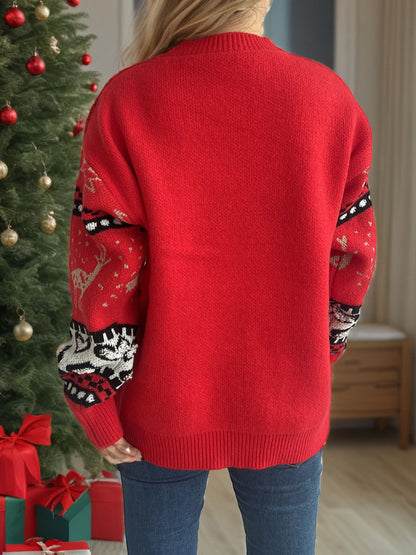 Weihnachtselement Rundhals Langarmpullover