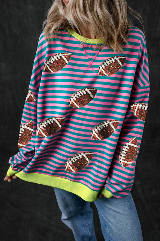 Gestreiftes Fußball-Langarm-Sweatshirt