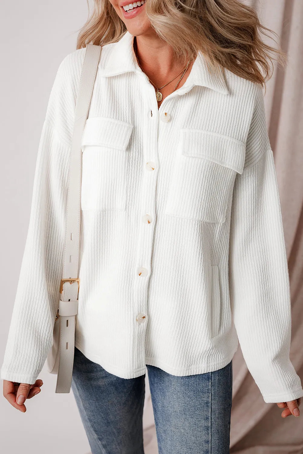 Langärmlige Hemdjacke mit Knopfleiste