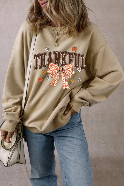 THANKFUL Langarm-Sweatshirt mit Rundhalsausschnitt und Schleife