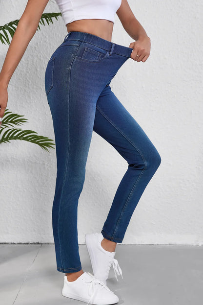 High Waist Skinny Jeans mit Taschen