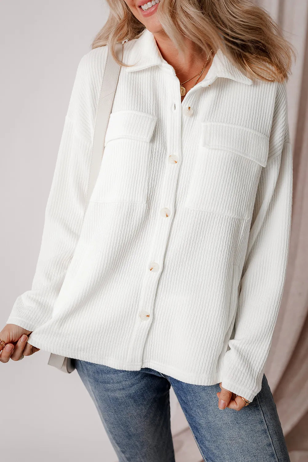 Langärmlige Hemdjacke mit Knopfleiste