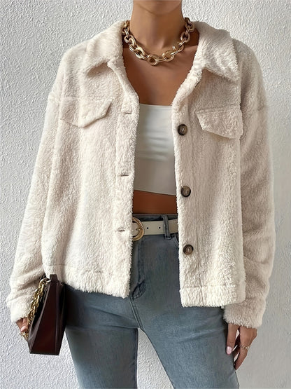 Jacke mit Kragen und Knopfleiste und dekorativen Taschenklappen