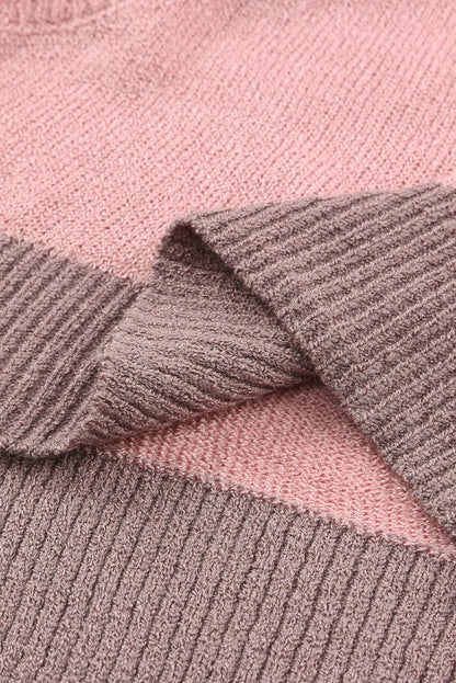 Langarm-Kapuzenpullover mit Farbblock und Kordelzug