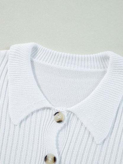 Strickjacke mit Kragen und Knopfleiste und langen Ärmeln