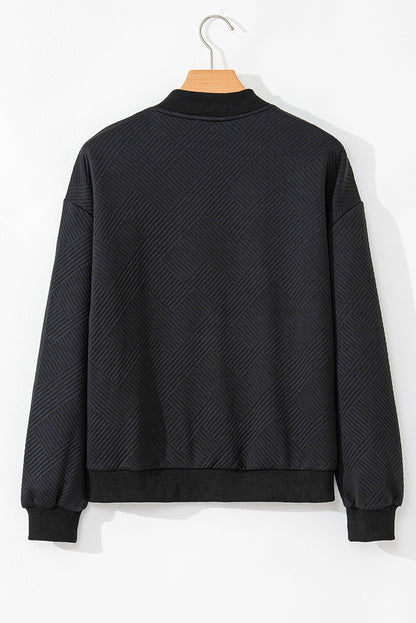 Strukturierte Langarmjacke mit Reißverschluss und Baseballkragen