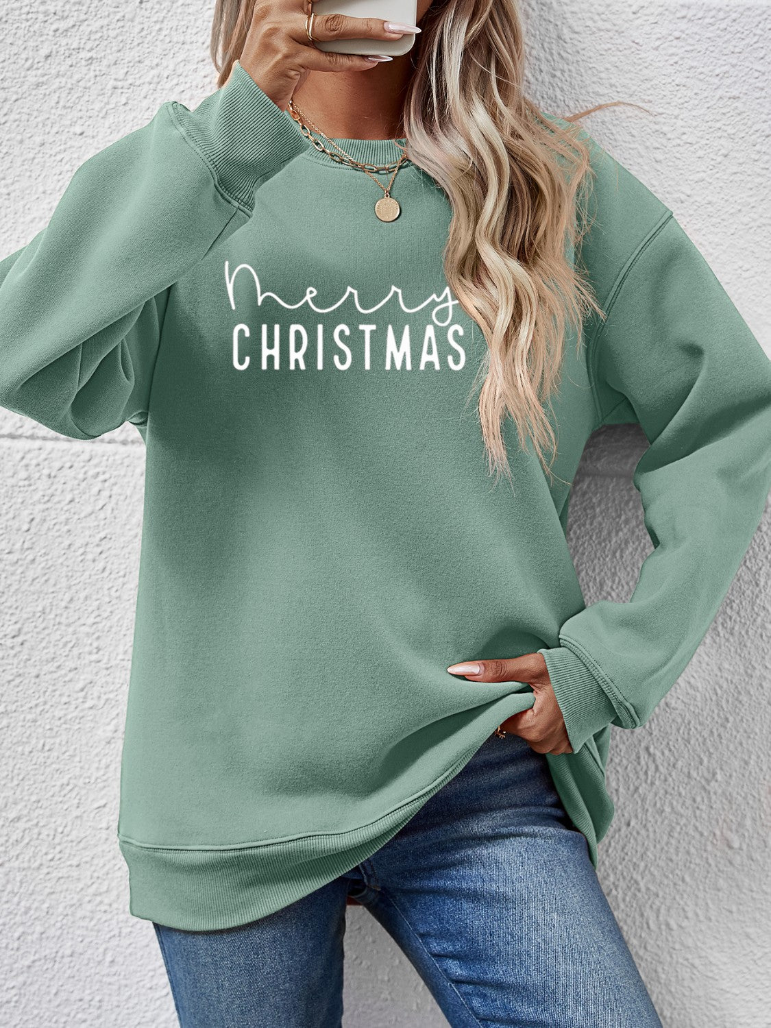 MERRY CHRISTMAS Sweatshirt mit überschnittenen Schultern