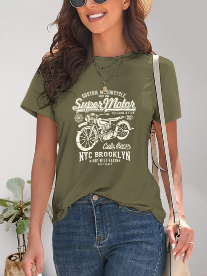 T-Shirt mit Rundhalsausschnitt und Motorrad-Grafik