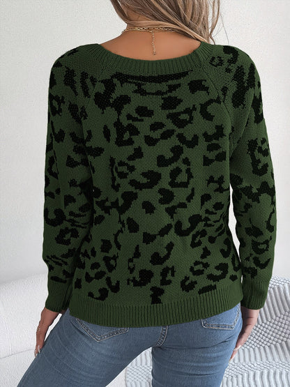 Pullover mit Leopardenmuster und quadratischem Ausschnitt