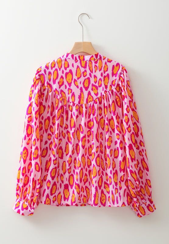 Langärmliges Button-Down-Hemd mit Leopardenmuster