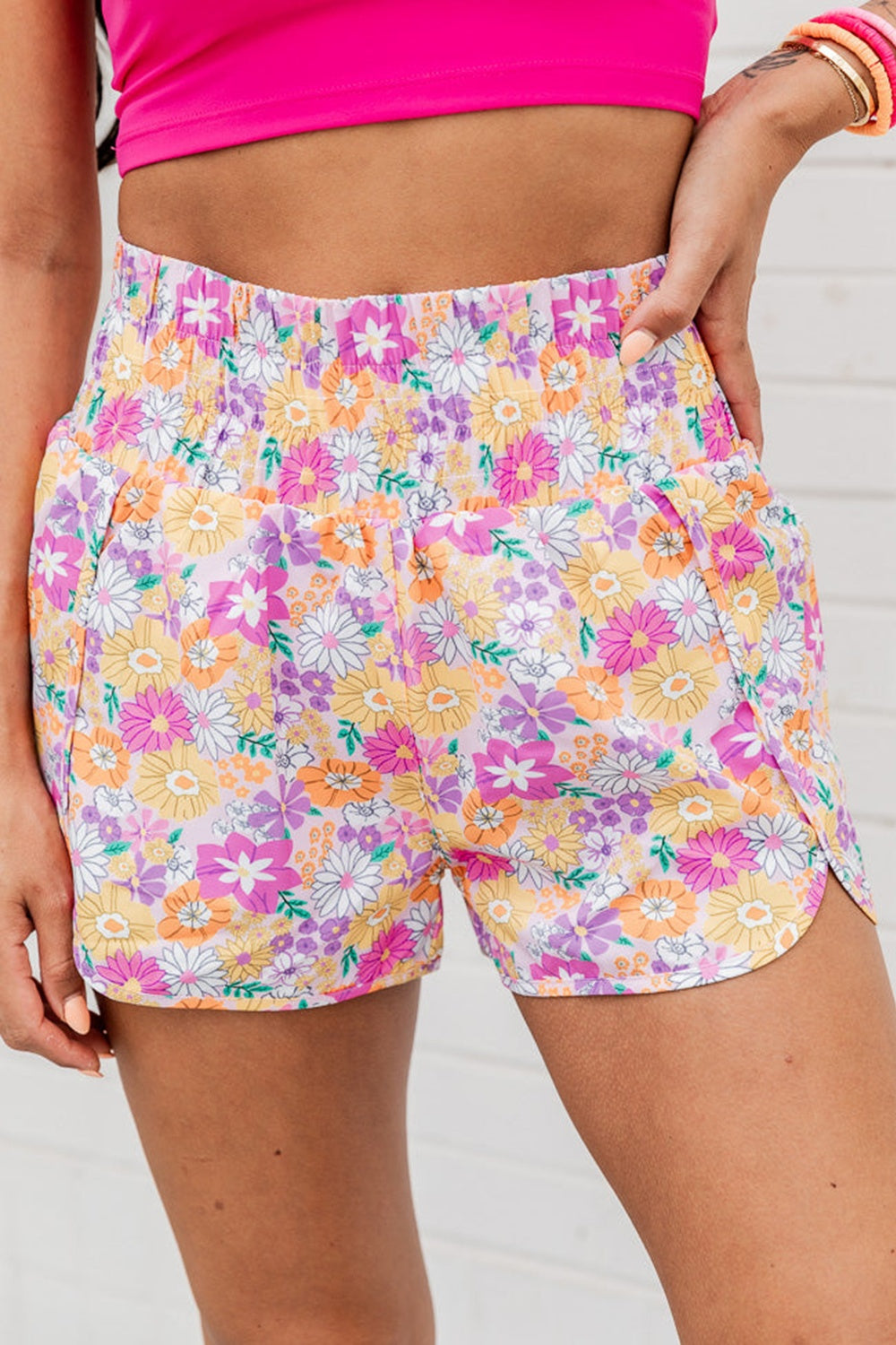 Bedruckte Shorts mit hoher Taille