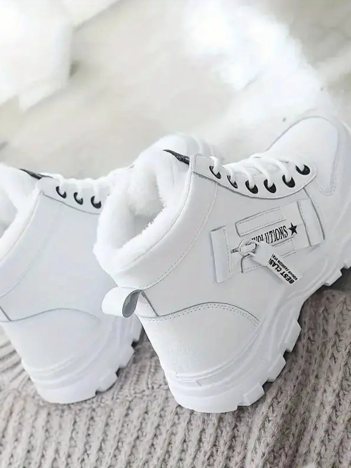 Plateaustiefel mit dekorativem Reißverschluss und runder Zehenpartie