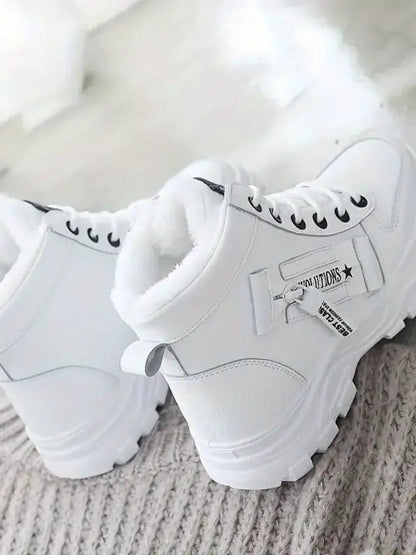 Plateaustiefel mit dekorativem Reißverschluss und runder Zehenpartie