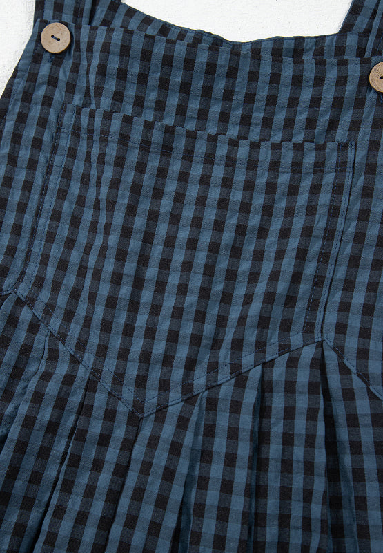 Karierter Overall mit weitem Bein und breiten Trägern