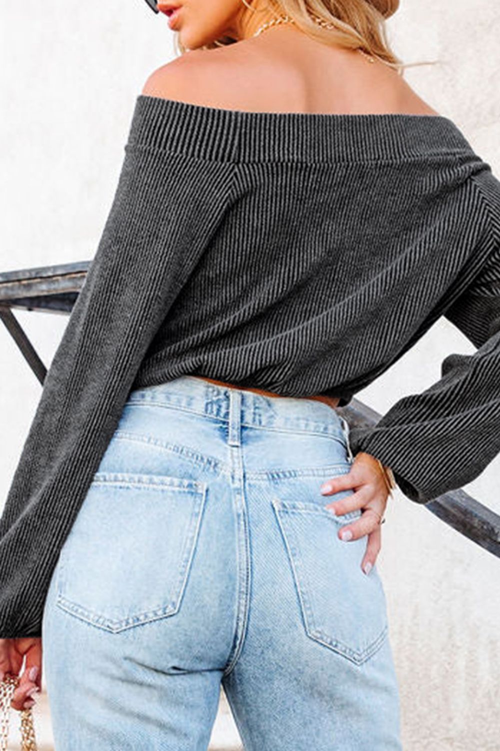 Schulterfreies Langarm-Top