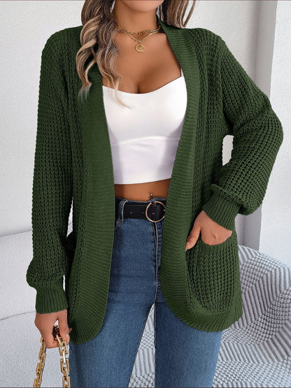 Strickjacke mit offenen Ärmeln und Taschen