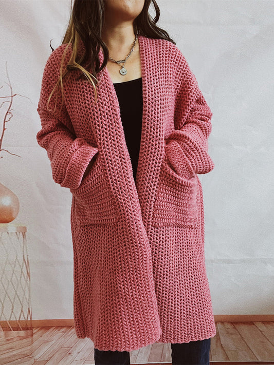 Strickjacke mit offenen Ärmeln und Taschen