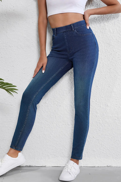 High Waist Skinny Jeans mit Taschen